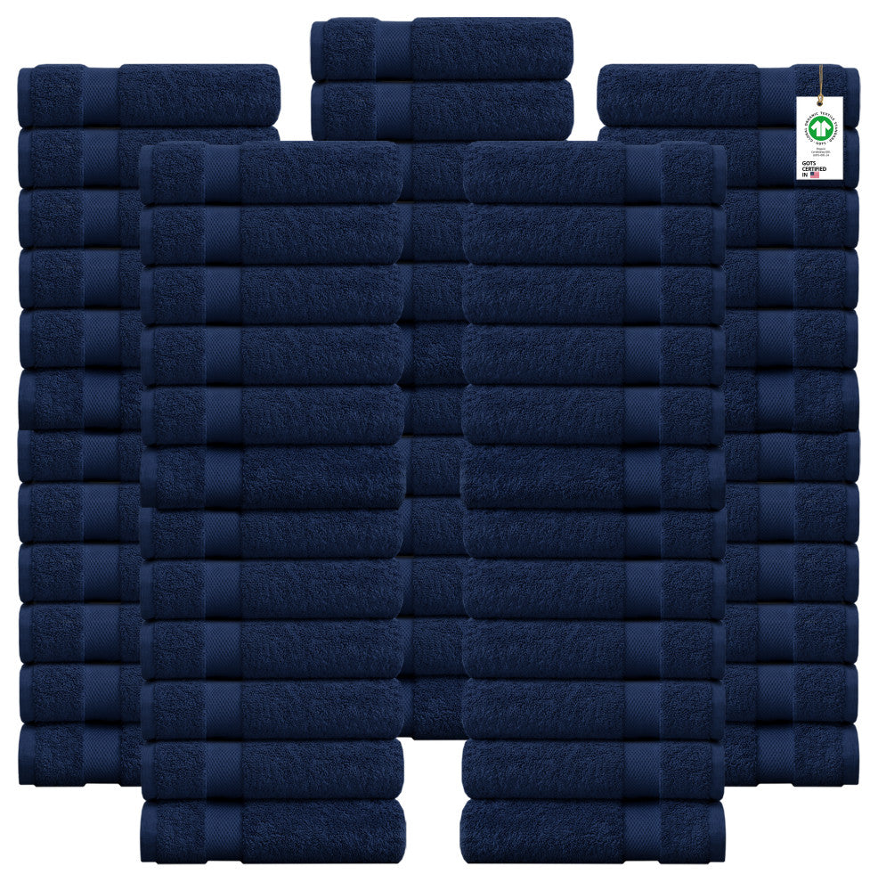 Organic Cotton Feather Touch Quick Dry Wash Cloth, Insignia Blue, Pack 60
