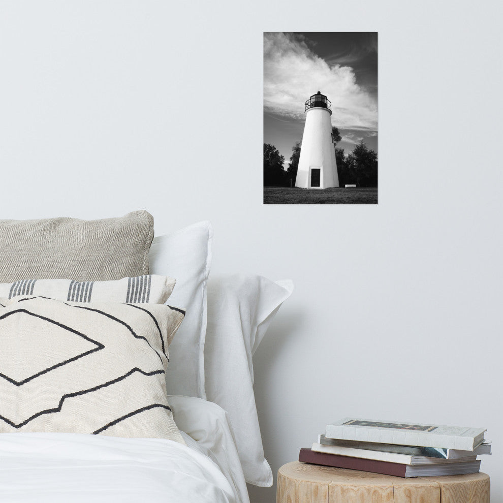 Touch the Sky Landscape Photo, Lighthouse Unframed Wall Art Print, 12" X 18"