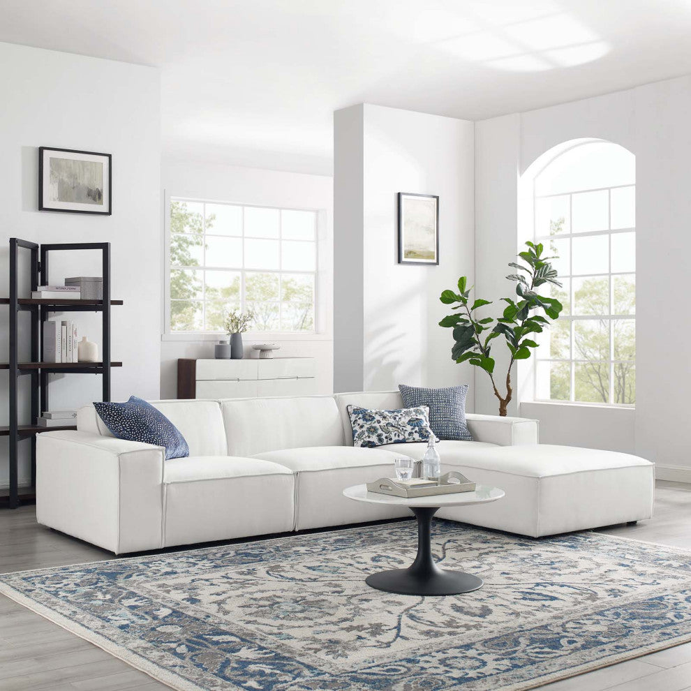 Modular Sectional Sofa Set, White, Fabric, Modern, Lounge Hotel Hospitality