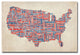 'US Cities Text Map V' Canvas Art by Michael Tompsett