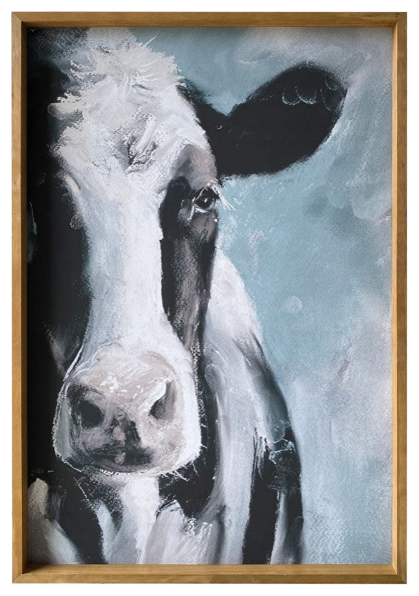 Sweet Cow Wooden Framed Canvas Wall Art