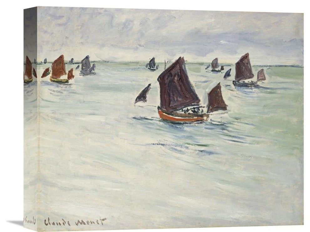 "Fishing Boats off Pourville, 1882" Canvas Giclee by Claude Monet, 16"x13"