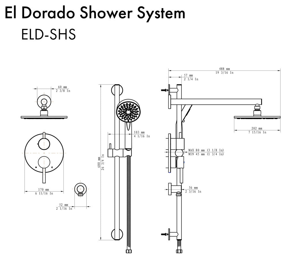 ZLINE El Dorado Shower System, Matte Black, ELD-SHS-MB