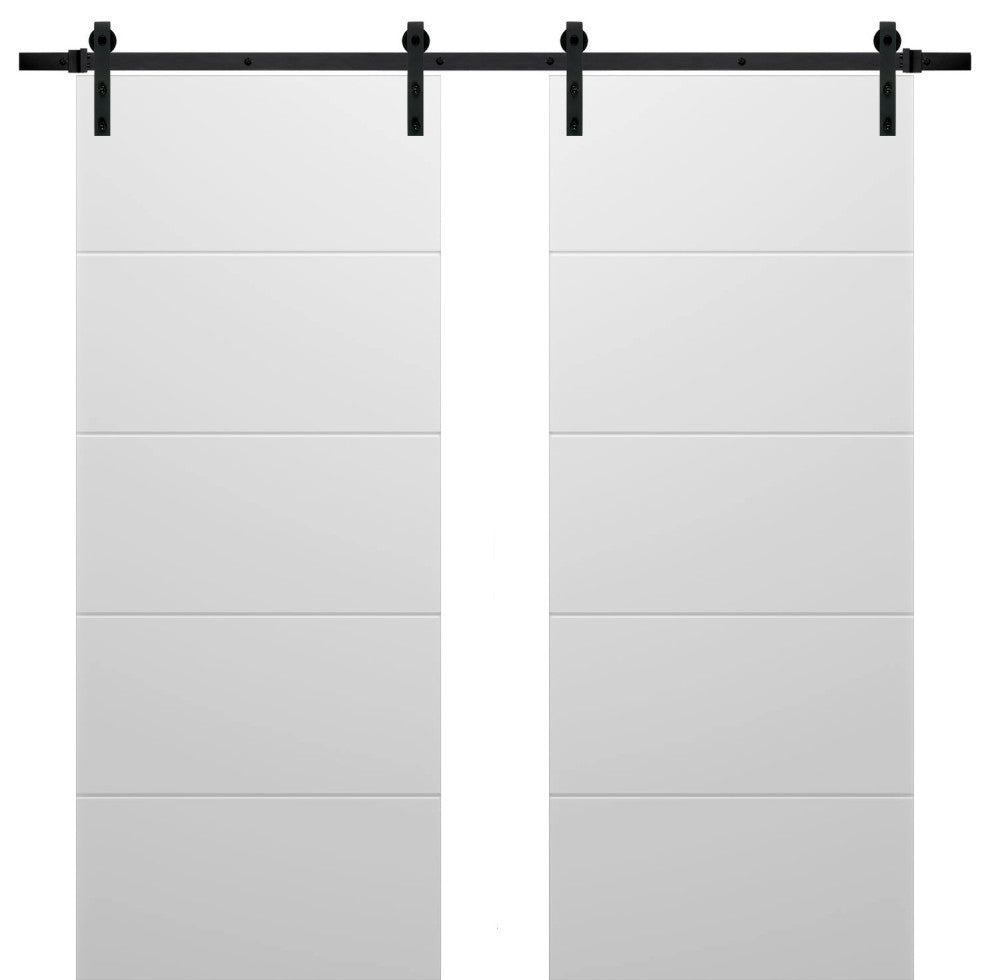 Double Barn Door 72 x 84, Planum 0770 Painted White, 13' Rail