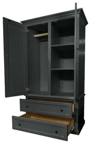 Modern Oak Extra Wide Wooden Wardrobe, Iron Ore
