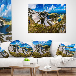 Clouds Over Seven Rila Lakes Landscape Printed Throw Pillow, 18"x18"