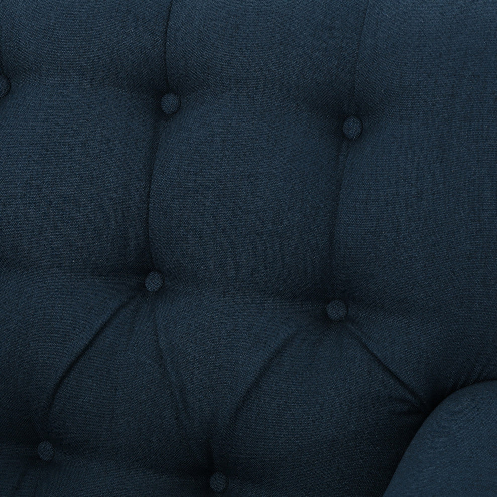 GDF Studio Arielle Plush Tufted Back Fabric Club Armchair, Navy Blue