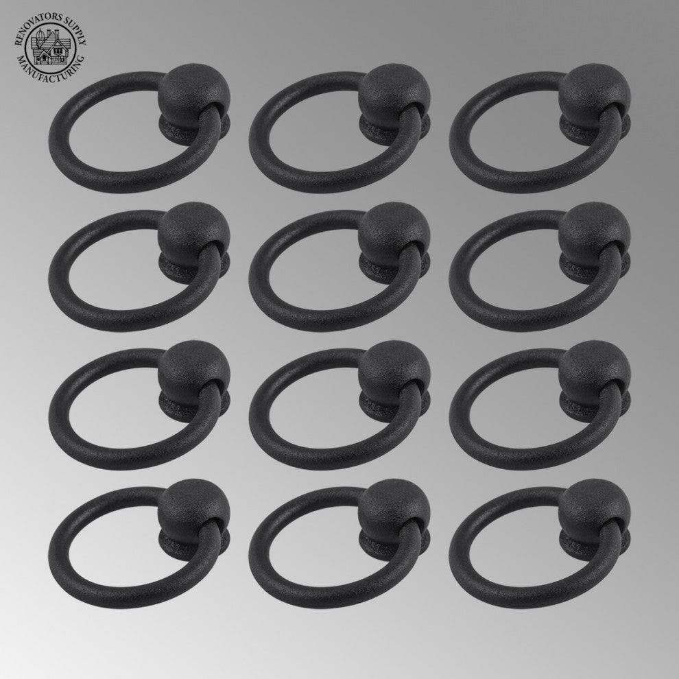 12 Cabinet Ring Pulls Mission Black Wrought Iron |