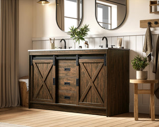 Home Living 54" Double Bathroom Vanity, Expresso