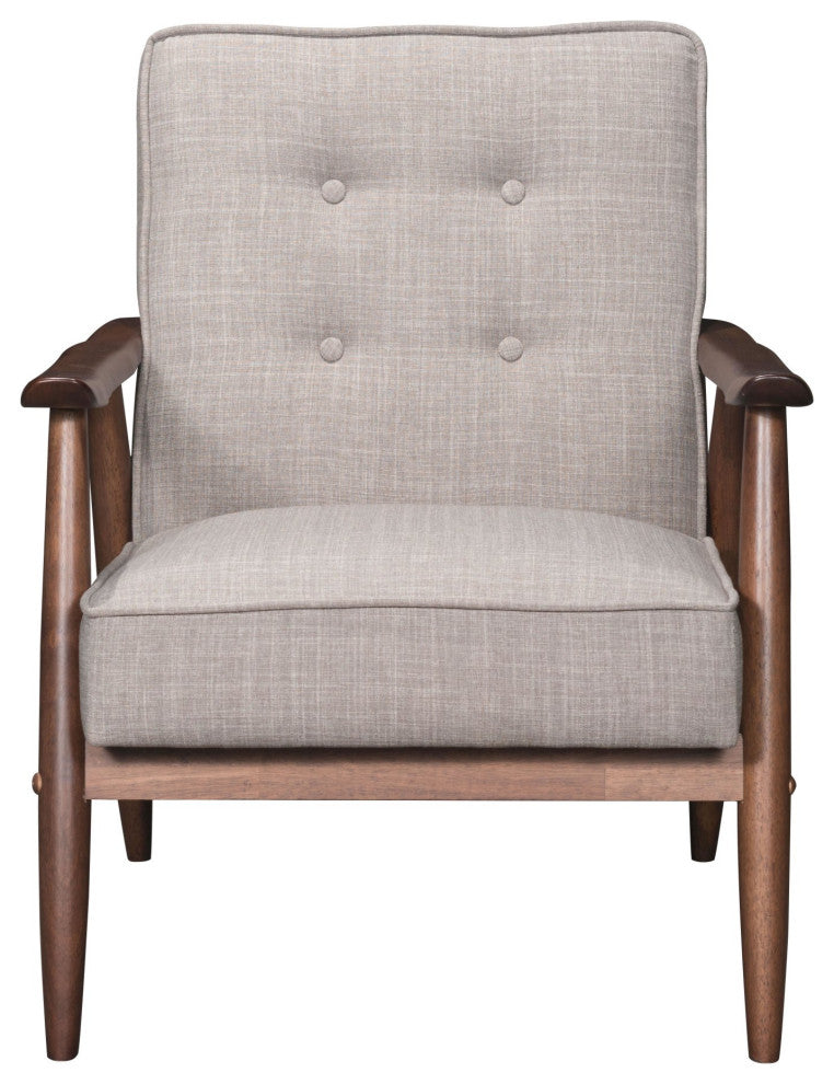 Armchair Accent Chair, Fabric, Wood, Walnut Brown, Lounge Lobby Hospitality