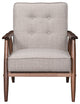 Armchair Accent Chair, Fabric, Wood, Walnut Brown, Lounge Lobby Hospitality