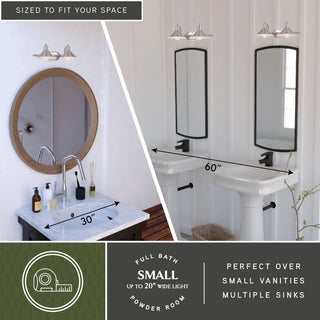 Akron Two Light Vanity, Satin Nickel and Matte White