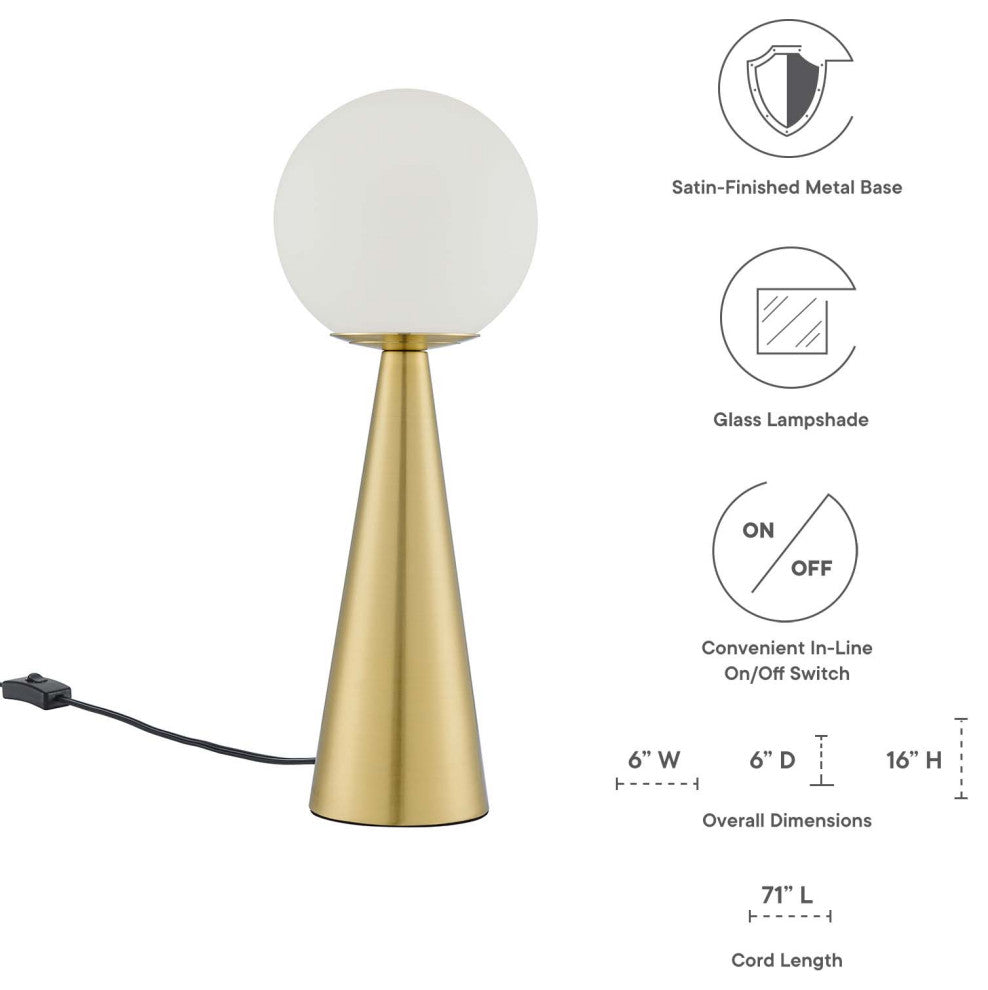 Table Lamp, White Gold, Glass, Modern, Mid Century Cafe Bistro Hospitality