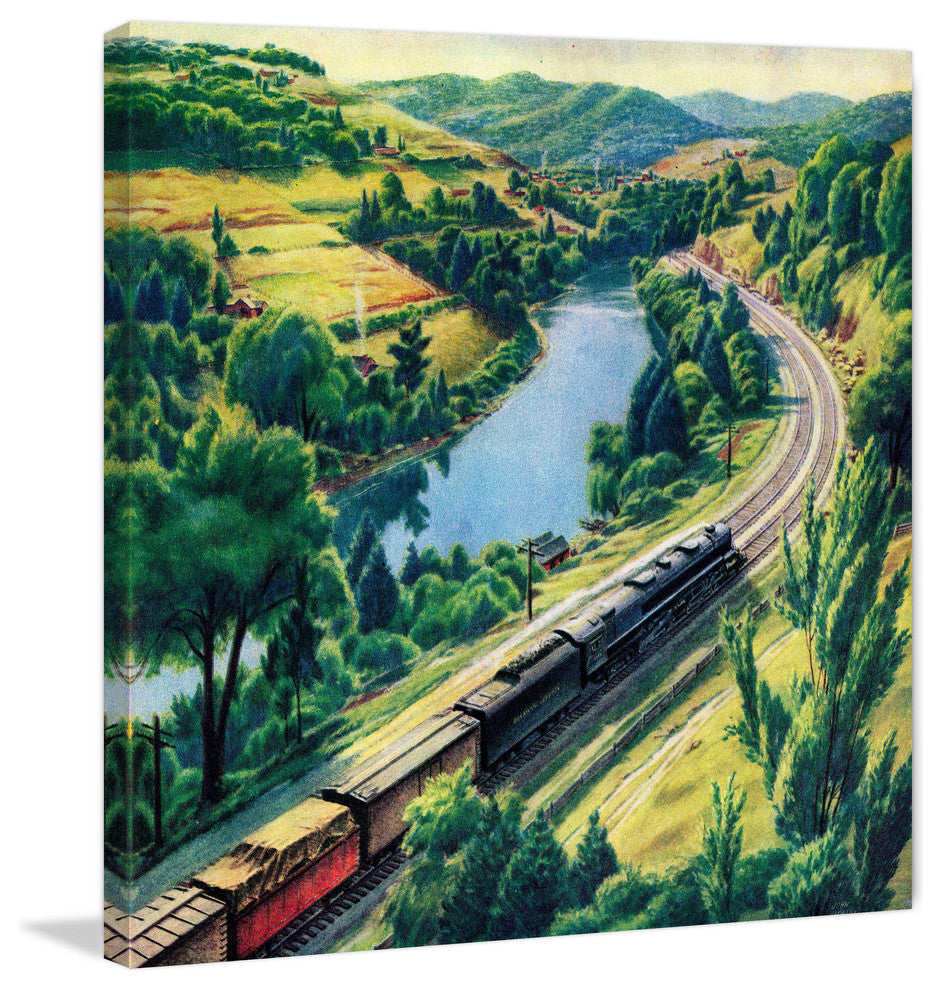 "Train Trip" Painting Print on Wrapped Canvas