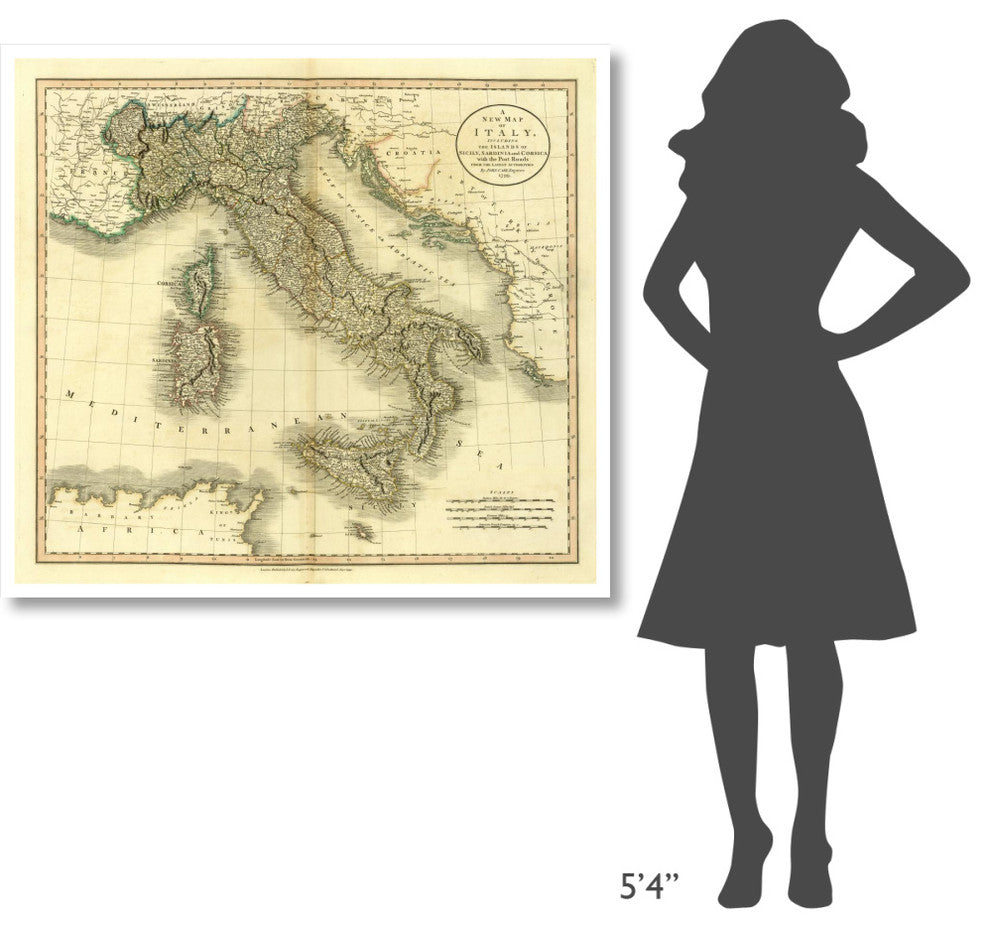 "Italy, 1799" Digital Paper Print by John Cary, 46"x42"