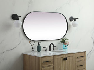 Home Living Metal Frame Oval Mirror 24x48 Inch, Black