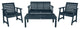 4'' Weatherly Bench, Chairs, Conversation Table, 4-Piece Set, Federal Blue