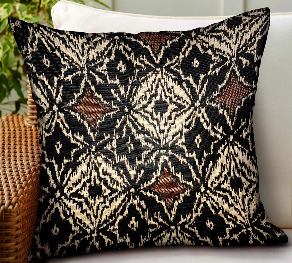 Plutus Daliah Ice Black Chevron Luxury Outdoor/Indoor Throw Pillow, 16"x16"