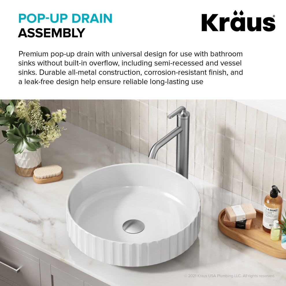 Pop Up Drain, Spot Free Stainless Steel