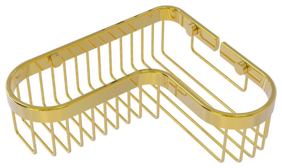 Corner Toiletry Shower Basket, Polished Brass