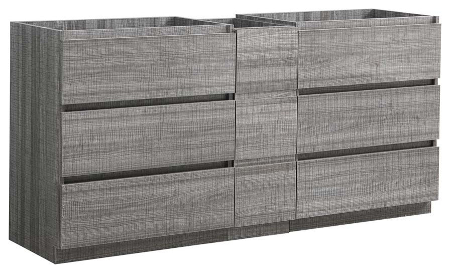Fresca Lazzaro 72" Gloss Ash Gray Double Sink Cabinet