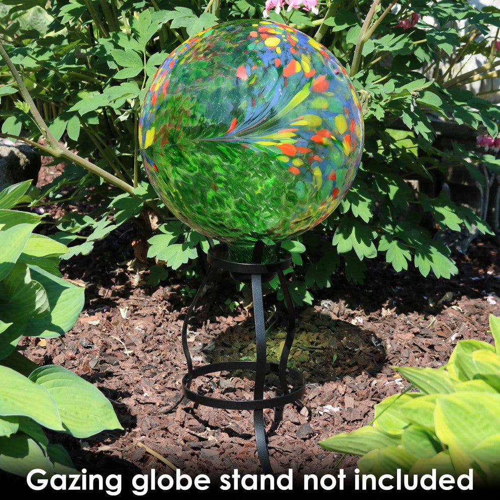 Sunnydaze Green Artistic Glass Outdoor Garden Gazing Ball Globe, 10", Single