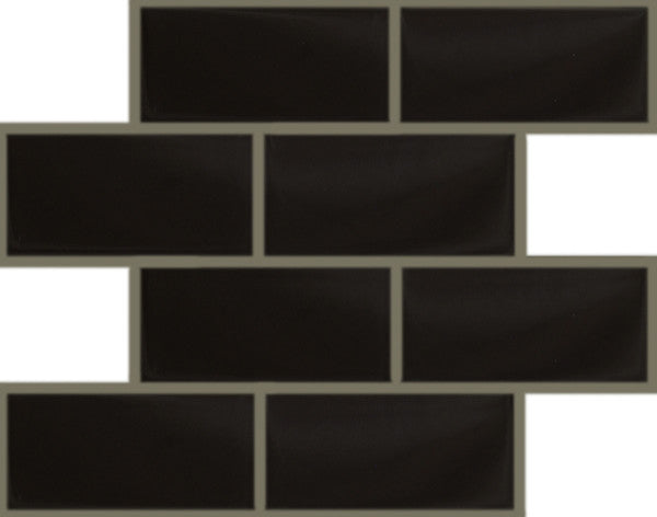 3"x6" Crystal Glass Tile, Set of 32 (4 sq ft), Black