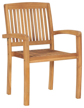 Vidaxl Stacking Garden Chairs, Set of 4, Solid Teak Wood