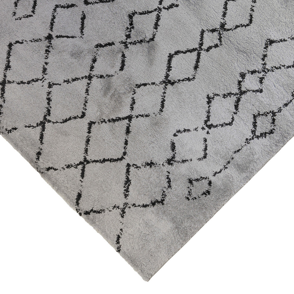 Aspen Shag Polypropylene Area Rug, Gray/Black, 2'2" X 10'