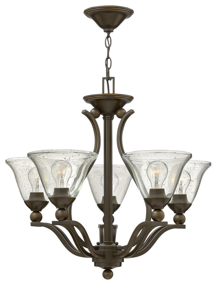 Hinkley Bolla Chandelier Medium Single Tier, Olde Bronze With Clear Seedy Glass