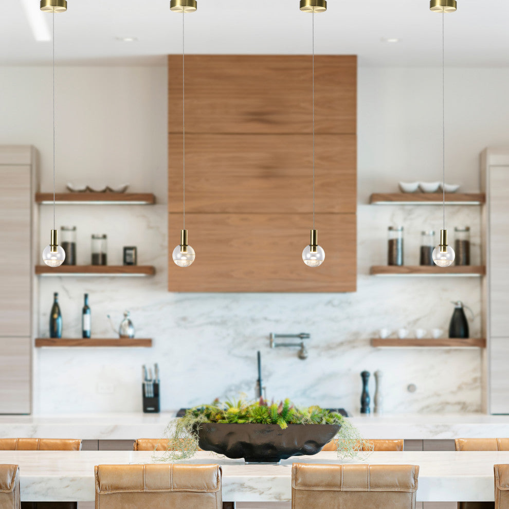 Sienna 5" ETL Certified Integrated LED Pendant Lighting Fixture, Brass