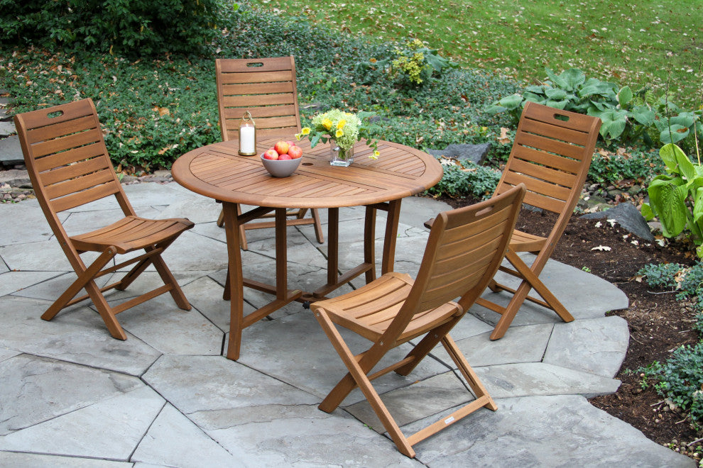 Outdoor Interiors Round Eucalyptus Folding Table, 48