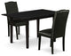 3Pc Dining Set, Nail Head Upholstered Chairs, Butterfly Leaf Table, Black