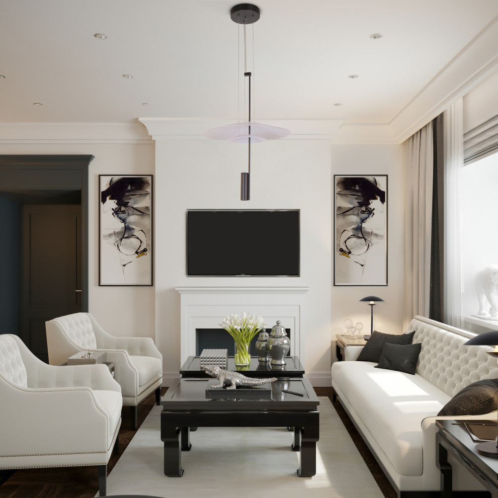 Positano 20" ETL Certified Integrated LED Pendant Fixture, Black