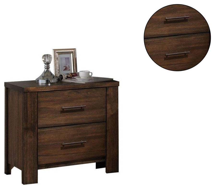 Wooden Nightstand with 2 Drawers, Oak