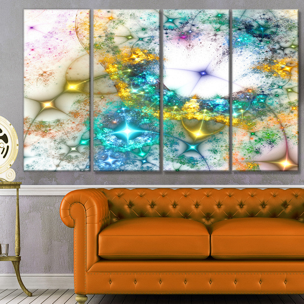 Blue Cosmic Black Hole., Abstract Art on Canvas, 48"x28", 4 Panels