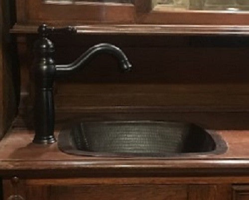 Rustic Copper Square Kitchen Bar Prep Sink with Strainer Drain