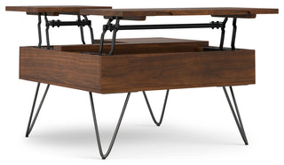 Hunter Solid Mango Wood Lift Top Square Coffee Table, Walnut