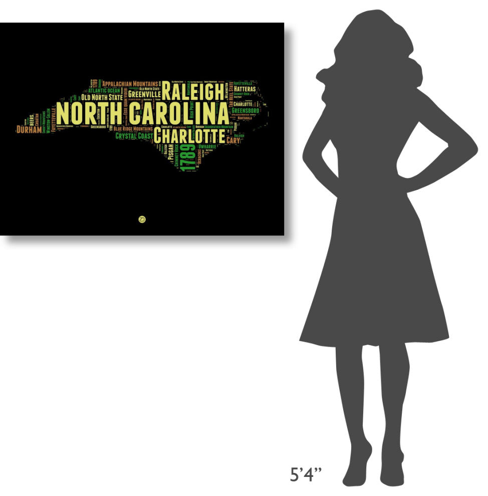 "North Carolina Word Cloud 1" Fine Art Print