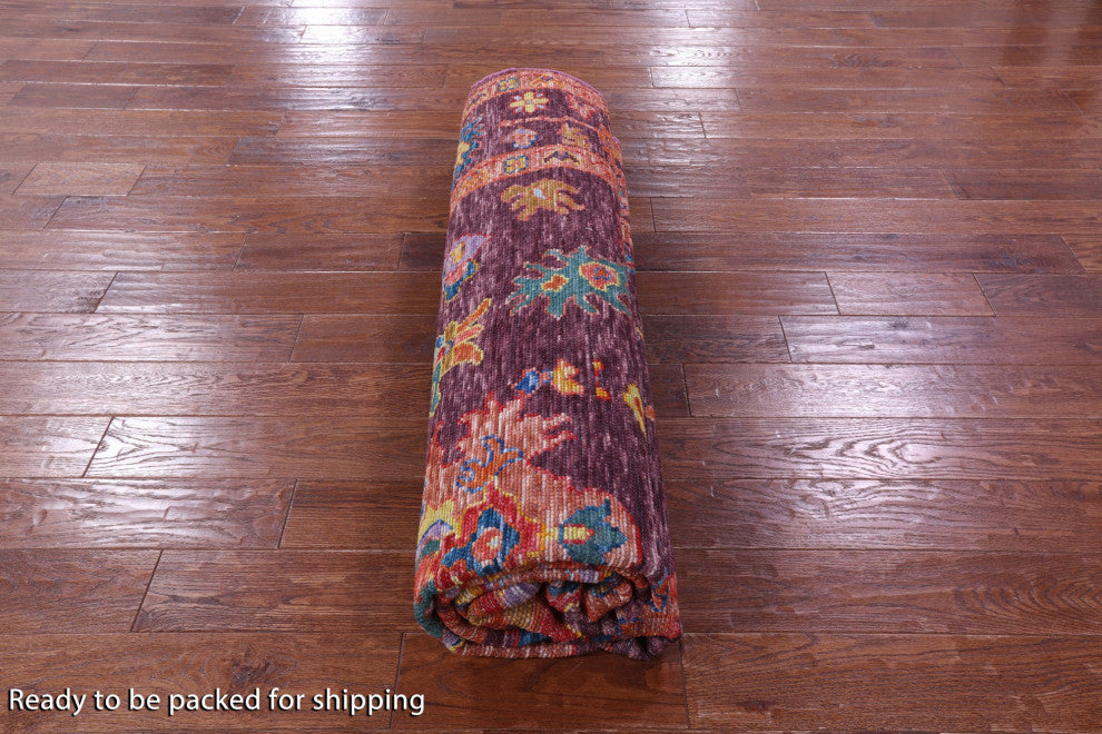 8' Square Hand-Knotted Turkish Oushak Wool Rug - Q14849