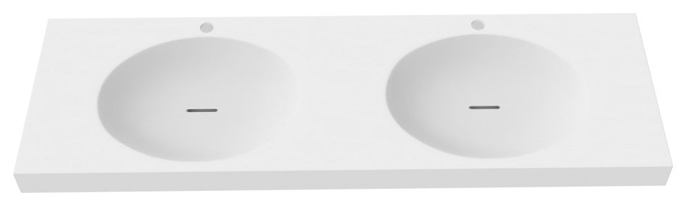 CastelloUSA Darleen Solid Surface Wall Mount Bathroom Sink, White, 60"