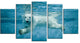 Polar Bear Swimming under Water, Large Animal Canvas Artwork, 60"x32", 5 Panels