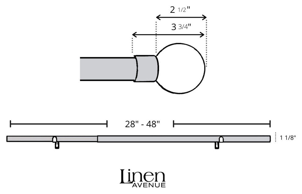 Linen Avenue Tan Travertine Single Curtain Rod Set,28-48 Inch,Brushed Nickel