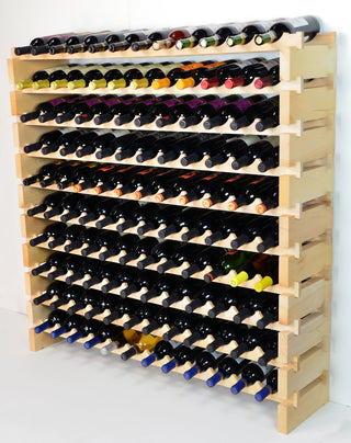 Modular Wine Rack Beechwood 48-144 Bottle Capacity 12 Bottles Across Stackable