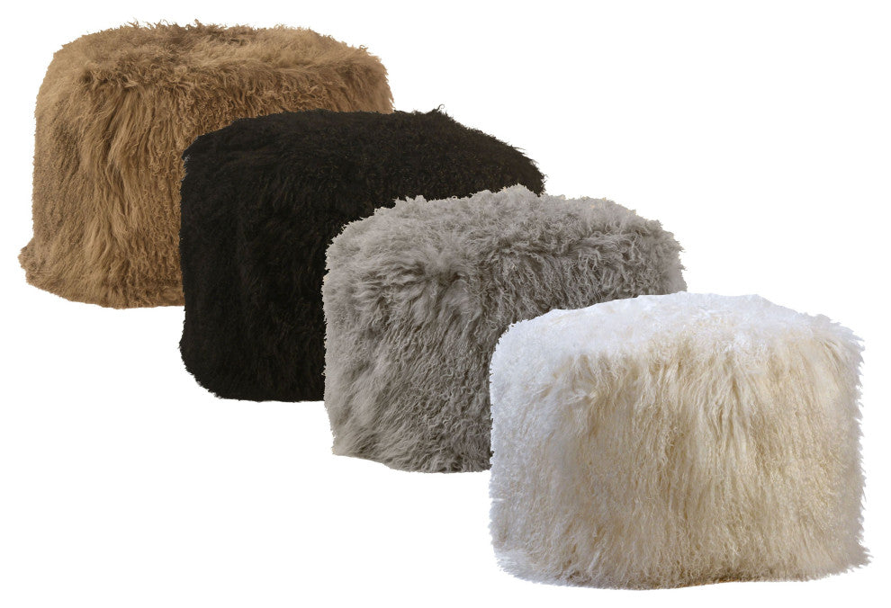 Abbas Genuine Brown Goat Hide and Suede Kidney Throw Pillow