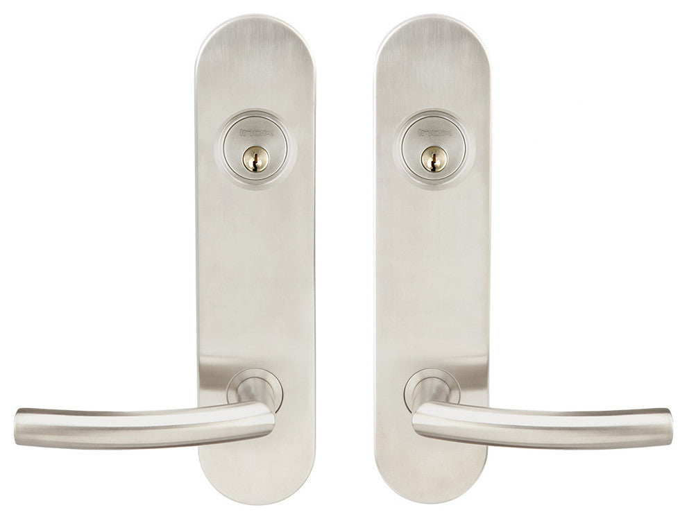 Oslo Lever, Tubular Entry, Double Cylinder, Satin Stainless Steel