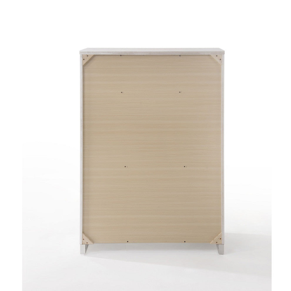 Wooden Chest With 5 Drawers,, White