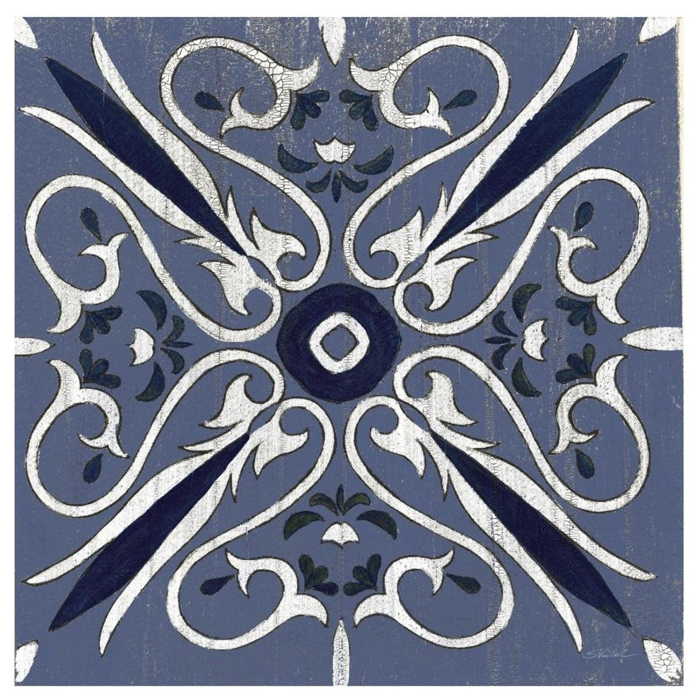 "Oxford I Indigo and Cream" Digital Paper Print by Silvia Vassileva, 26"x26"
