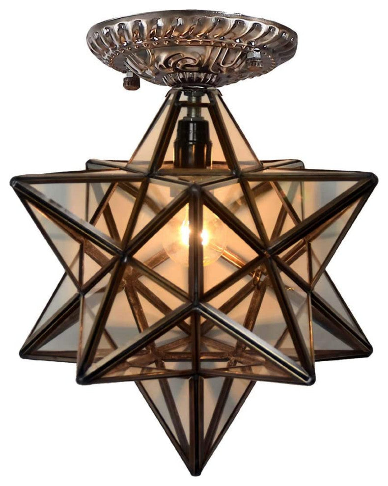 Moravian Star Ceiling Light Boho Semi Flush Mount Ceiling Fixture