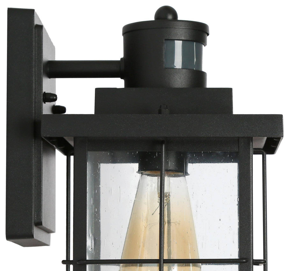 LNC 1-Light Transitional Matte Black LED Outdoor Lighting, Wall Sconce With Motion Sensor